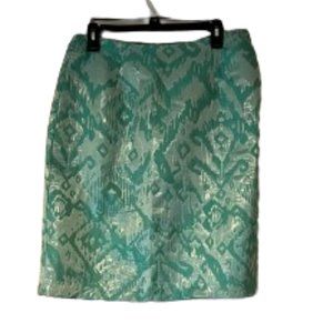 Sunny Leigh Mint Green Metallic Sheen Lined, Pencil Skirt - 10